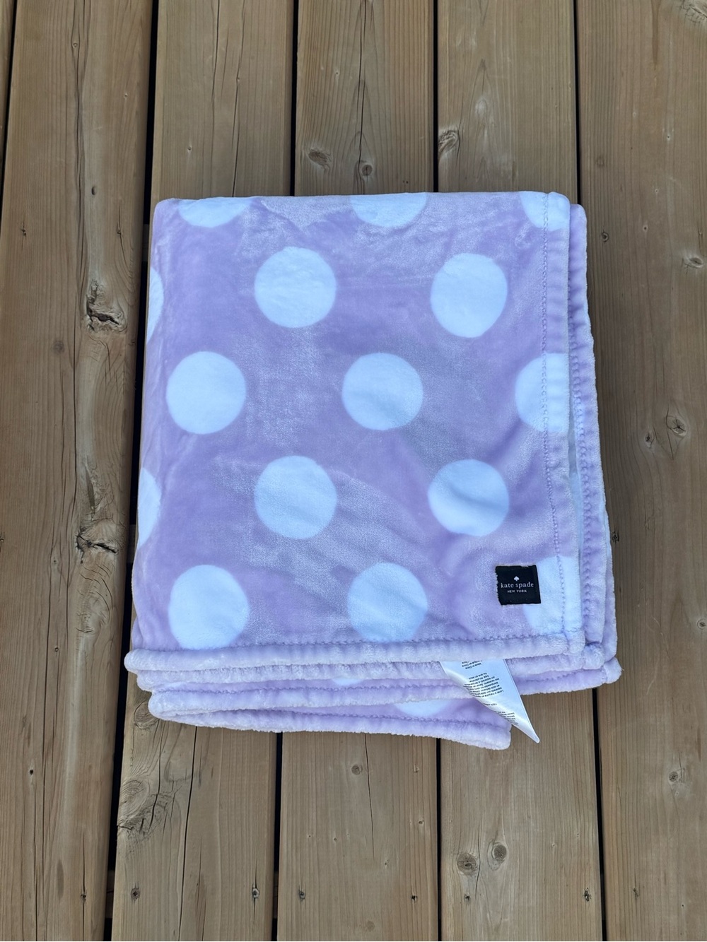 kate spade Lavender and White Polka Dot Plush Throw Blanket